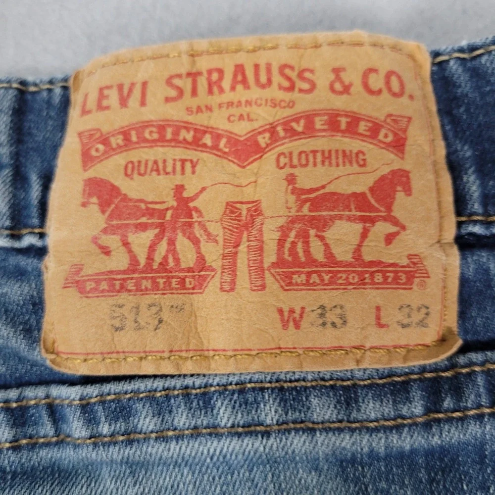 Levi's Jeans Mens 33x32 Blue 513 Slim Straight Stretch Denim Pants 513-1563